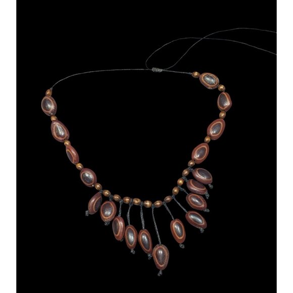 Bohemian Elephant Ear Seed Beaded Cascade Necklace - Picture 1 of 6